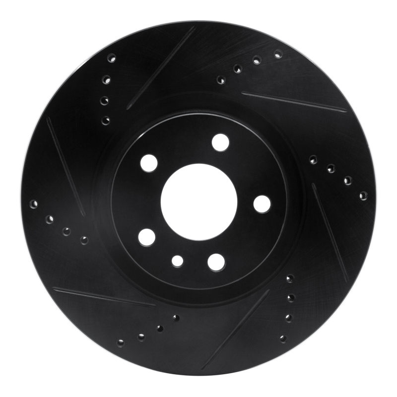 Alfa Romeo 164 Brake Rotor (1) - Front Left - R1 Concepts - Drilled & Slotted - Black - `91-`20